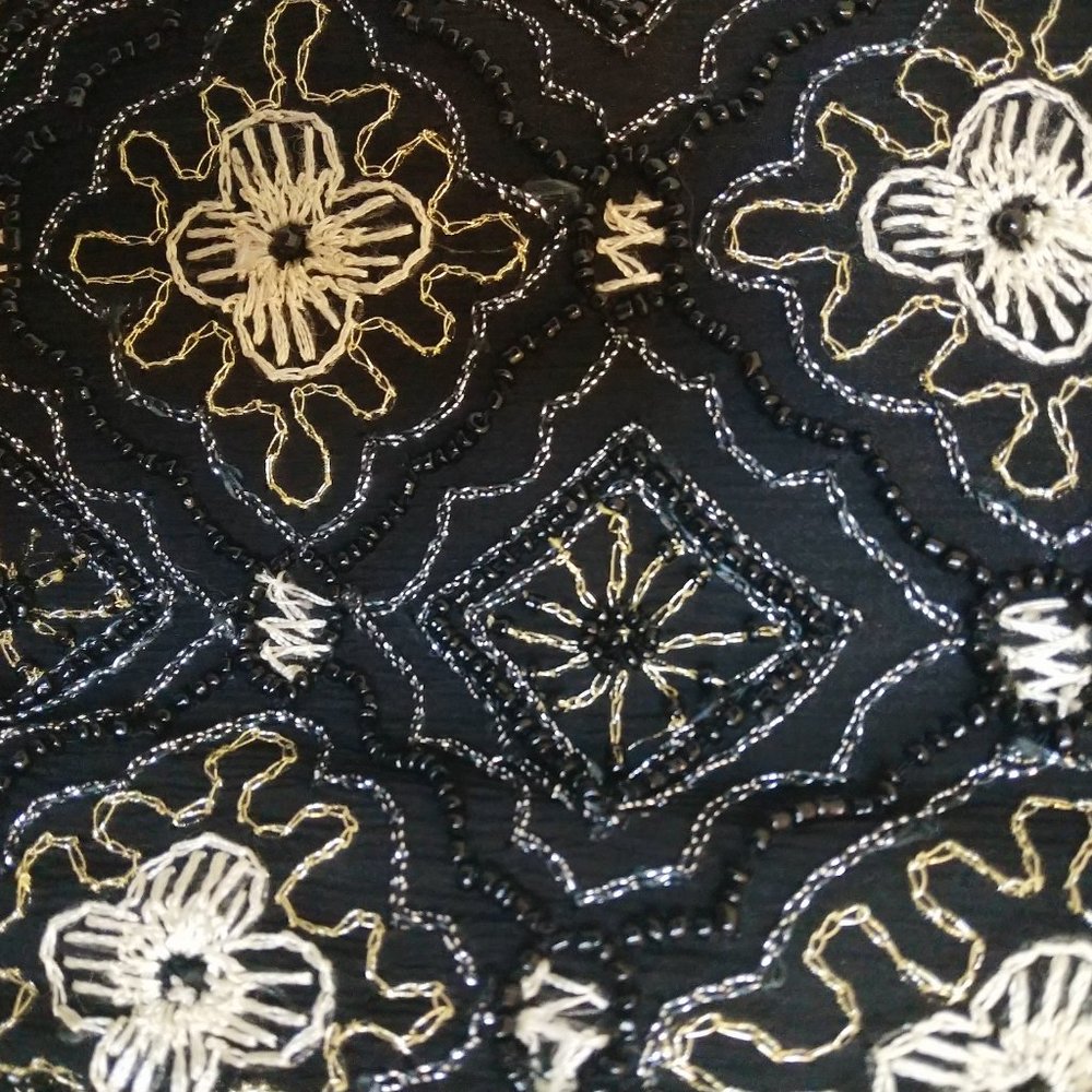 EXQUISITE! | Vintage SILK BEADED TOP | 8 / 10 | EVC | Papell Boutique - Picture 4 of 7